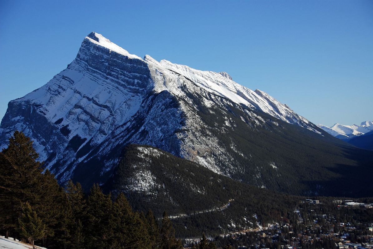 03 Mount Rundle and Tunnel Mountain Close Up From Viewpoint on Mount Norquay Road In Winter